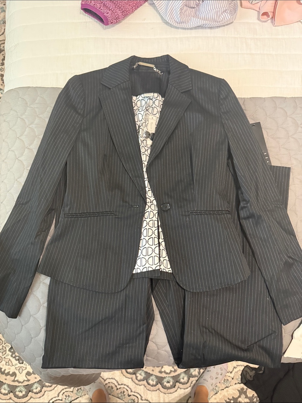 White House Black Market Black Pinstripe Women's Pantsuit